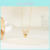 Collier Pendentif Cœur Nœud Papillon Minimaliste en Acier Inoxydable Plaqué Or pour Femmes