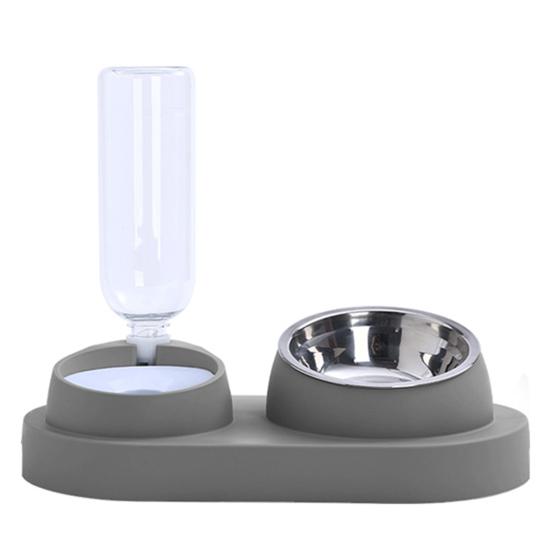 Pet Feeder 2 in 1 Ciotola per l'alimentazione degli animali domestici, Distributore automatico di acqua per cani e gatti con ciotole in acciaio inossidabile rimovibili Forniture per animali domestici