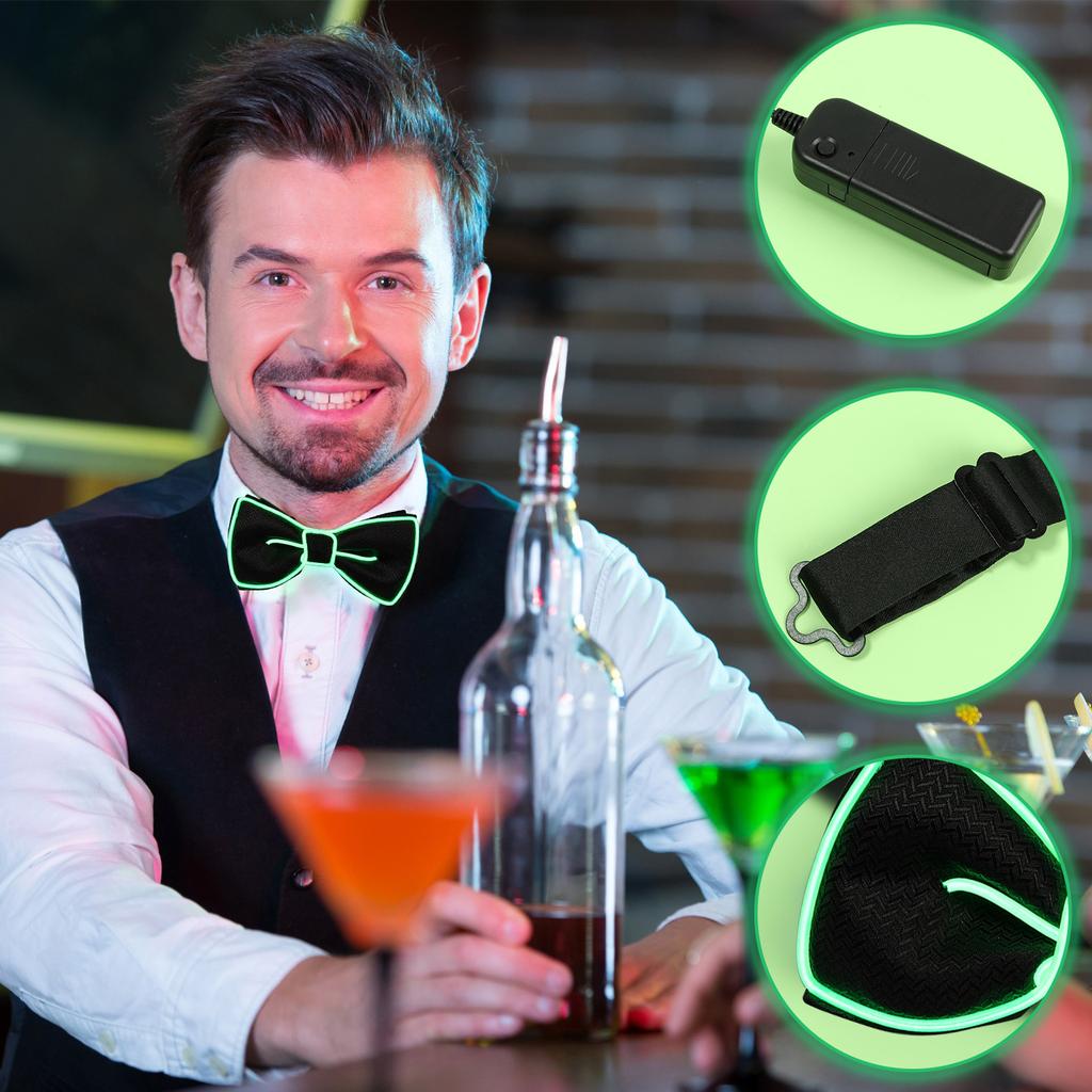 2Pcs Fashionable Light Up Bow Tie Creative Glowing Bow Tie Versatile Neon Accessories for Men Women Party Prom Show Holiday