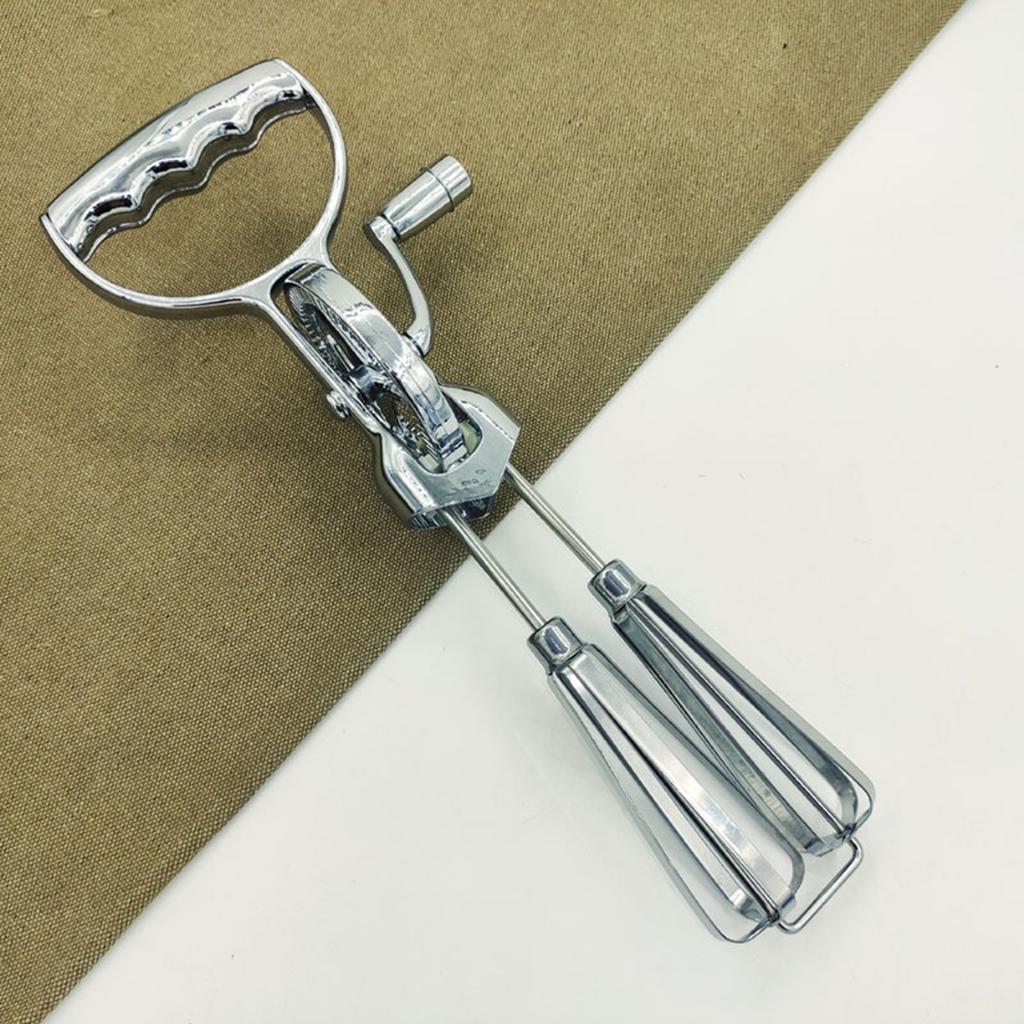 Hand Cranked Electroplated Egg Beater, Wheel Stainless Steel Kitchen Mixer, Cake Baking Tool