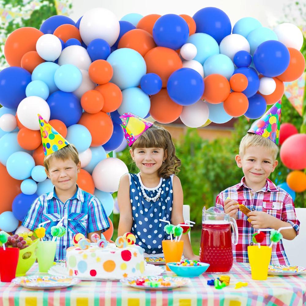 Blue Theme Balloons Arch Kit Orange White Baby Blue Balloon Garland Birthday Party Baby Shower Graduation Retirement Decoration