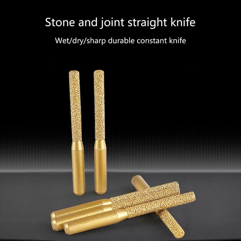 Metal Router Bit Golden Brazed Straight Shank for Stone Marble  Engraving Edges Cutting Stone Carving