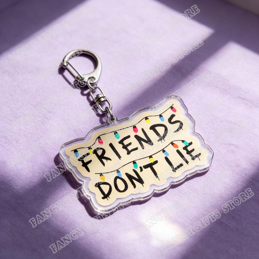 Fashion 80s Horror TV Show Characters Chibi Things / WSQK / Friends Don t Lie / If You Die , I Die / Upside Down Keychain
