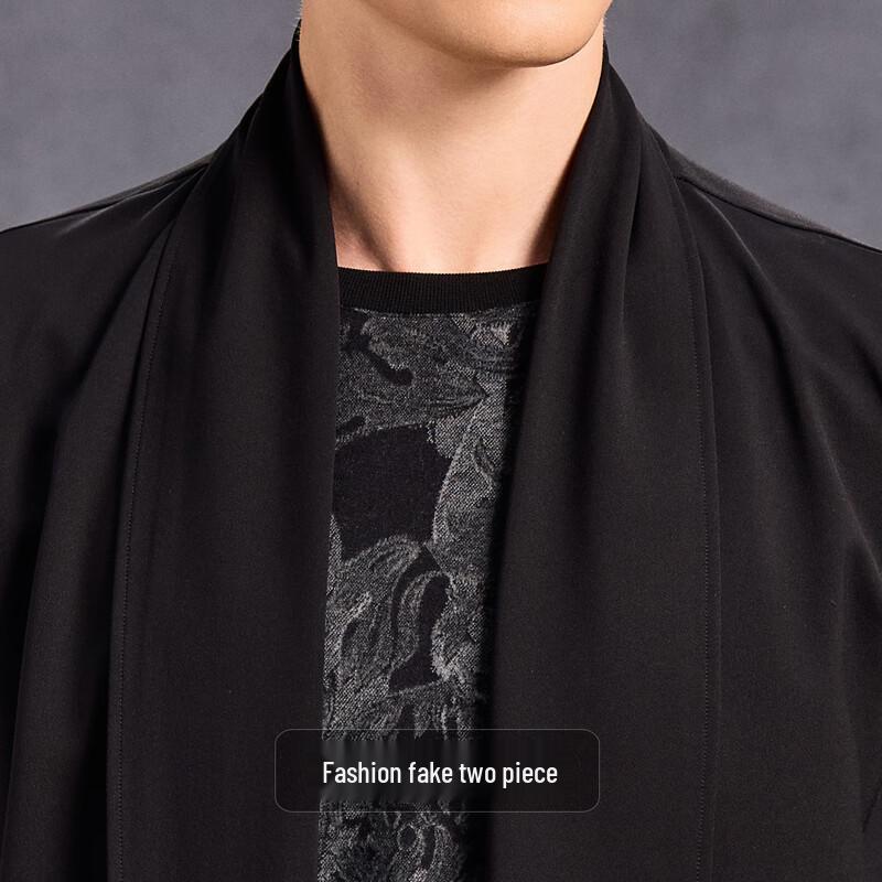 Antuniao Men's Chinese Print Faux Two-Piece Knit Cardigan Jacket