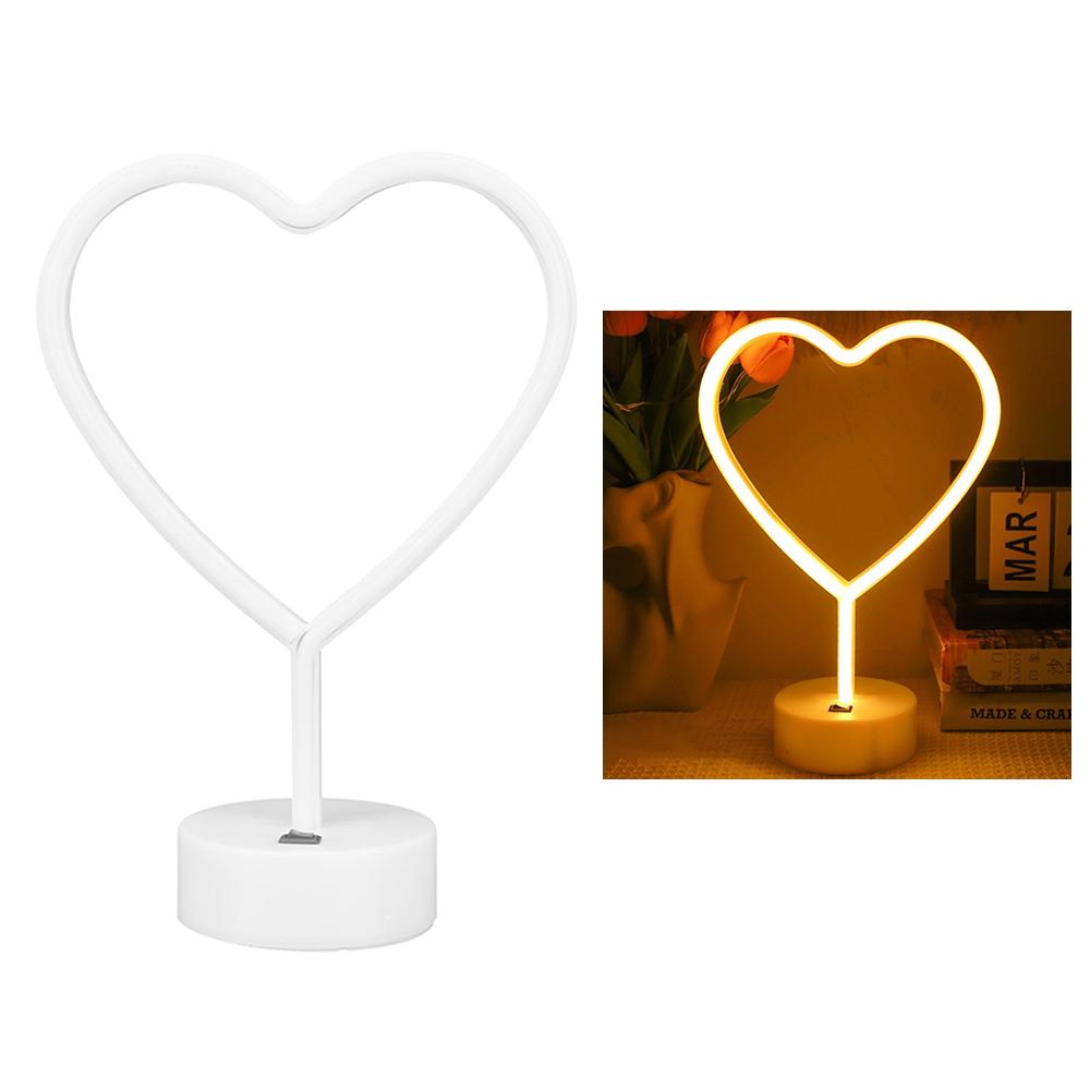 3D Heart Shape Neon LED Light Romantic Table Lamp Mood Light Bedroom Decor