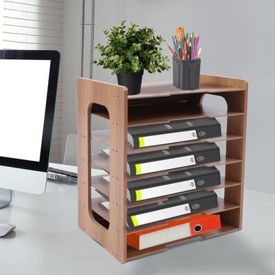 7Tier High-density Board Widen Wood Office Paper Organizer For Desk Desktop File Holder Desk Letter Tray & A4 Paper Sorter