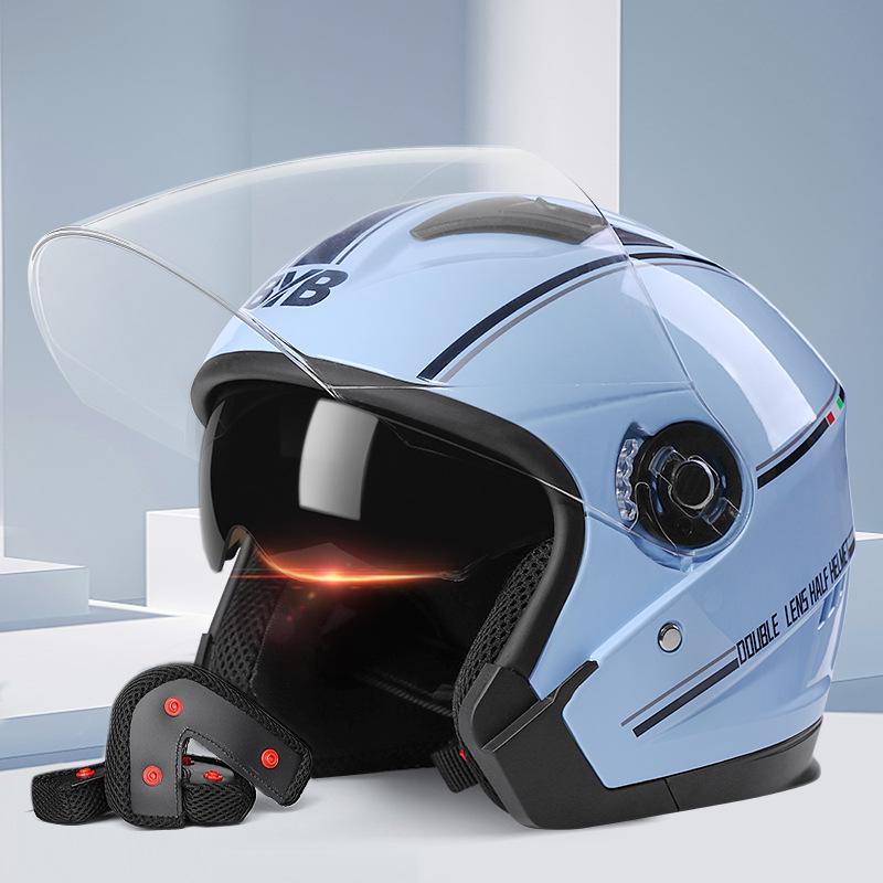 Dual Visor Ventilated Half Helmet for Men & Women – Electric Vehicle & Motorcycle Use