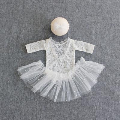 Newborn Lace Romper & Pearl Dress Photo Props Set