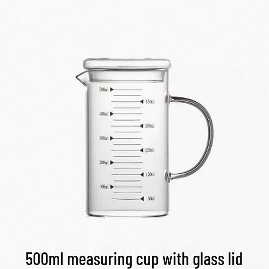 High-Temperature Resistant Glass Measuring Cup with Handle, for Baking, Milk, Juice, or Water.