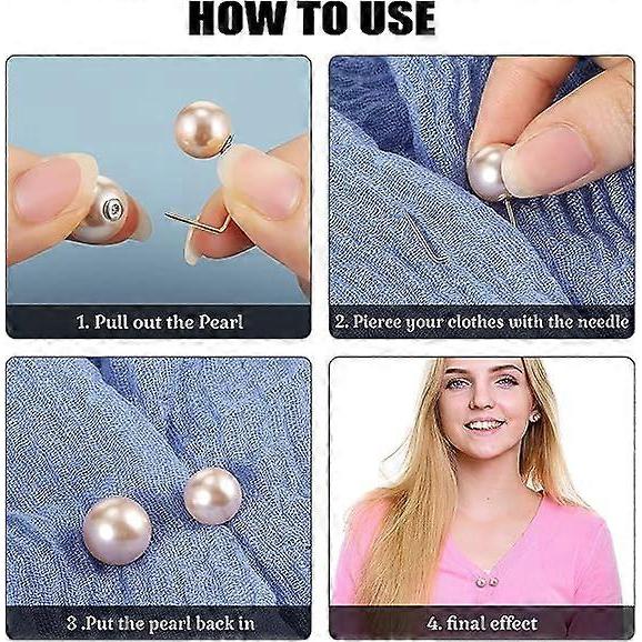 6 Pieces Artificial Pearl Brooch Pins Anti-Exposure Neckline Safety Pins Sweater Shawl Clips for Women Girls Wedding Party Decorations, 2 Styles