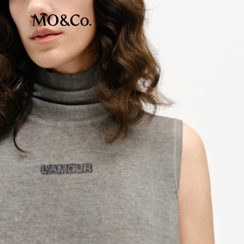 MO&Co. Acetate Blend High-Neck Sleeveless Knit Top