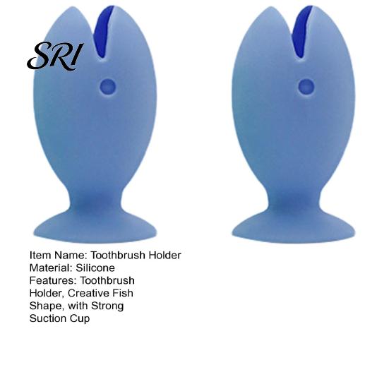 Toothbrush Holder for Glass Surface 2PCS Fish Shape with Strong Suction Cup Hygienic Soft Silicone Quick Drain Bathroom Organizer
