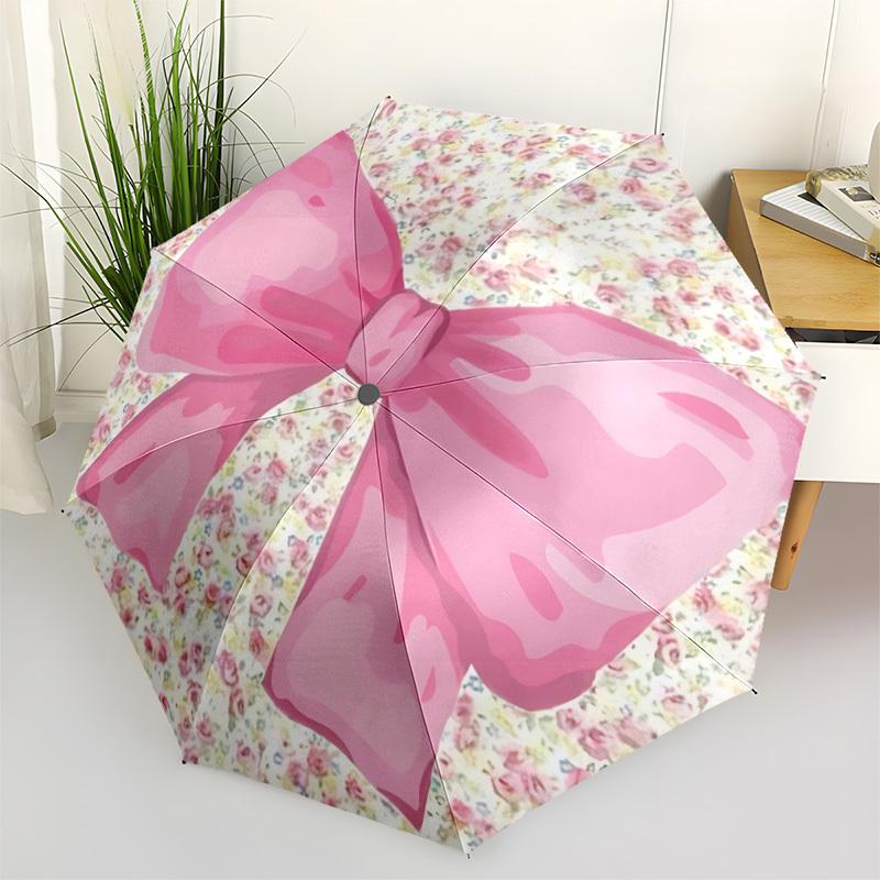 

1pc Floral Bow Automatic Folding Umbrella, 8-Rib Iron Frame, Casual Outdoor Accessory for Birthday Festival Gifts yy251128205
