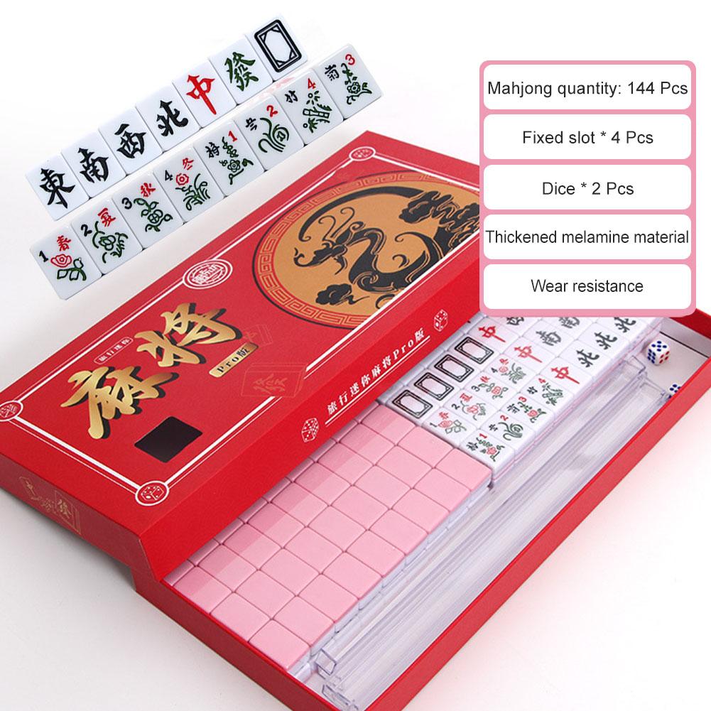 Tragbares Mini-Mahjong-Set Sturzfest Logik Denkspiel Puzzle Brettspiel Schach und Karten Geschenk für Freunde Familie