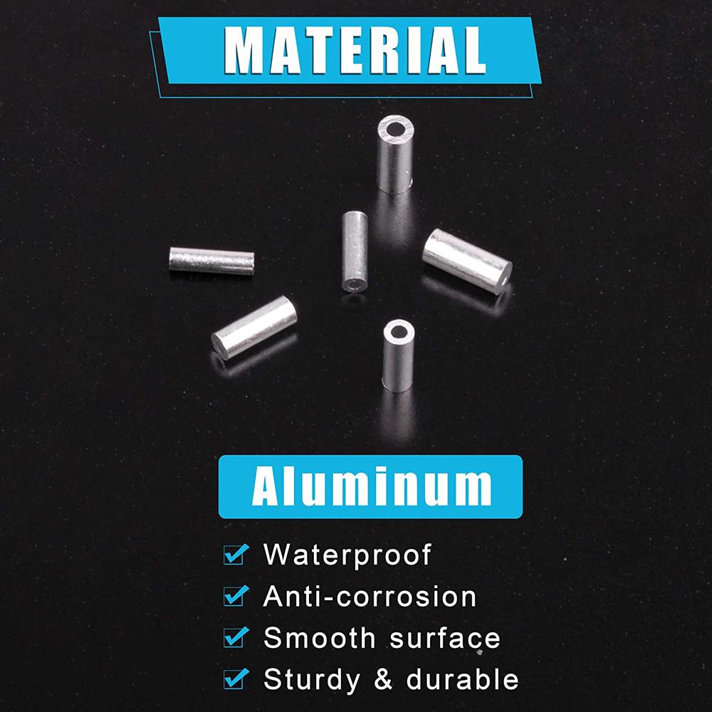 500Pcs/Box Fishing Crimp Sleeves White Round Aluminum Fishing Tube Fishing Line Tube Wire Crimp Tube Connector Accessories