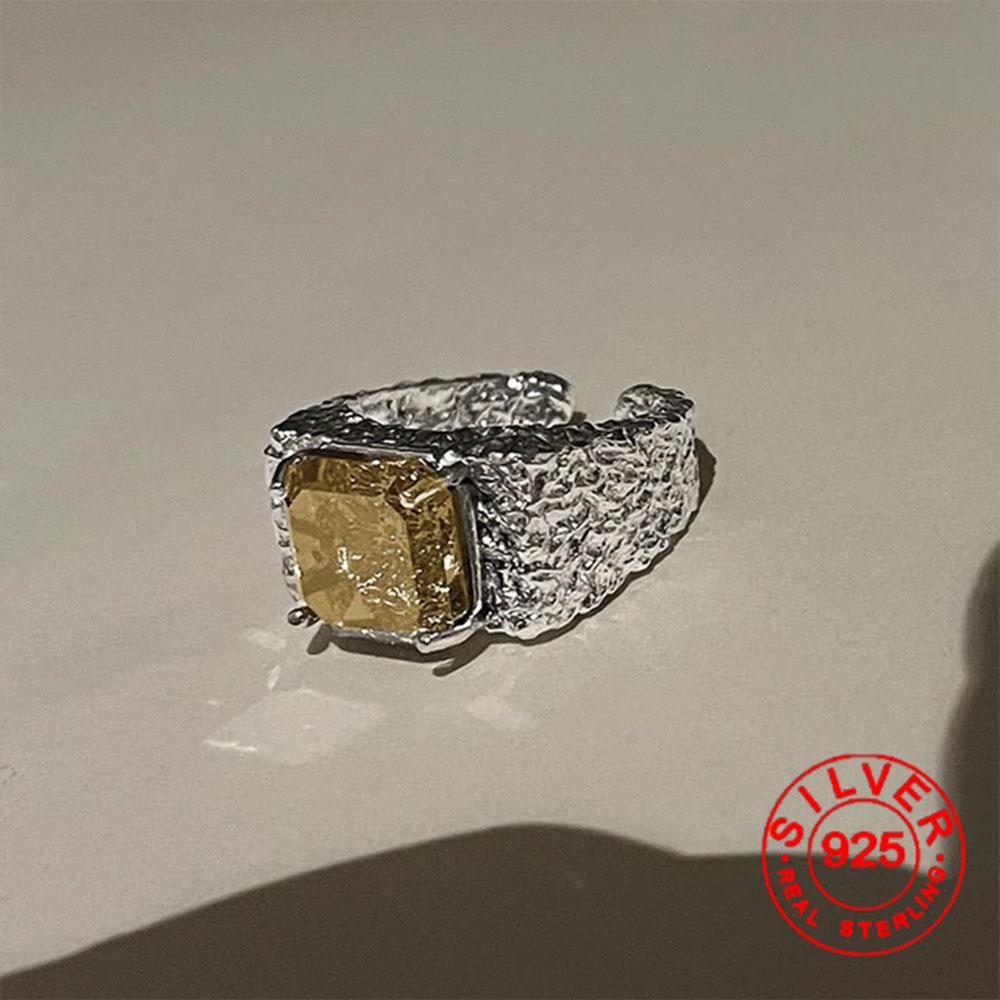 

BFClub Silver Color Ring For Women Wire Green Stone Finger Open Vintage Handmade Ring Allergy For Party Birthday Gift
