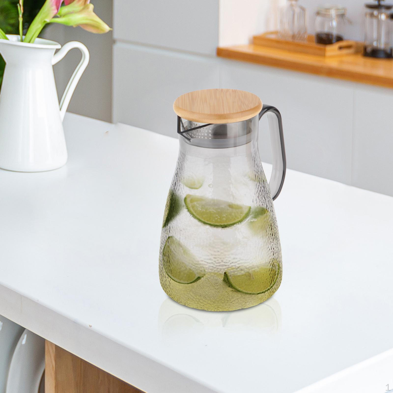 

1500ml Carafe for And Cold Beverages with Bamboo Lid Handle сірий колір