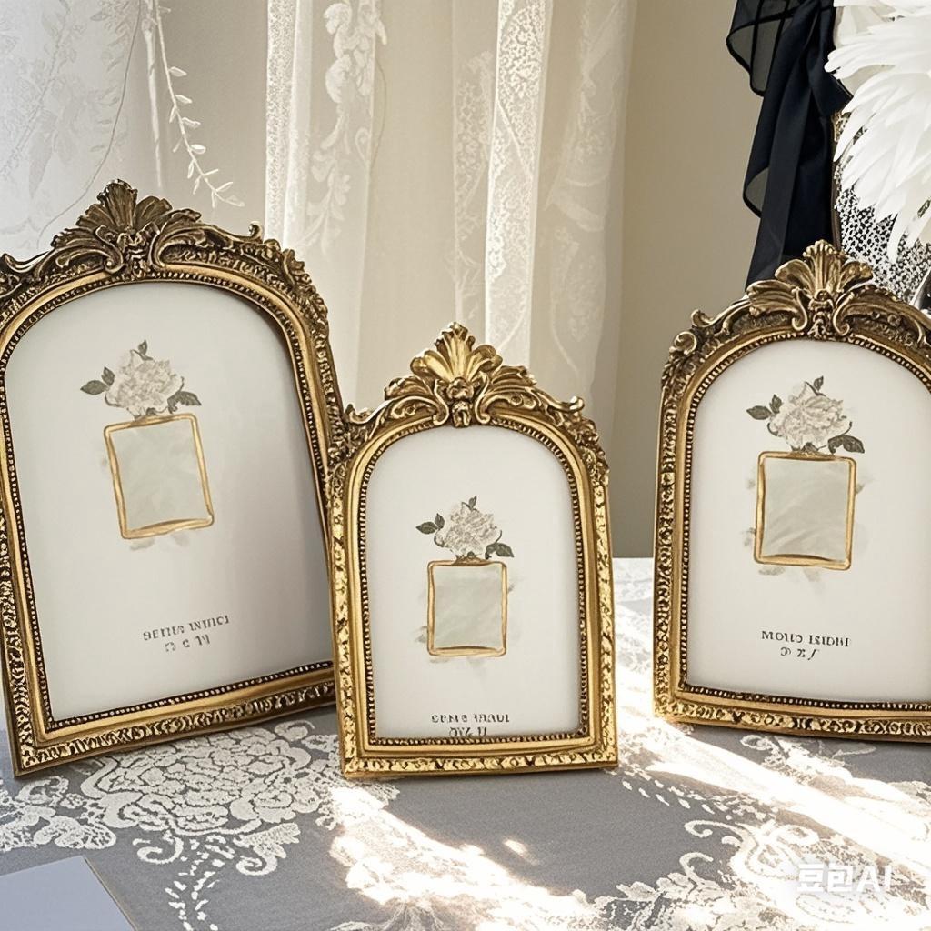 Cornice Dorata Arcuata Intagliata Stile Retro Europeo Decorazione Elegante per la Stanza Cornice Dorata da Parete Decorazione da Tavolo