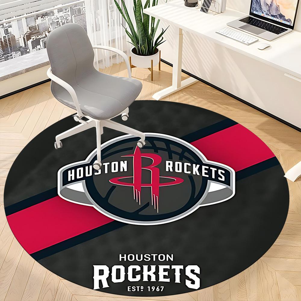 1pc Rockets Houston Office Round Area Rug, Indoor Mat Suitable For Office, Bedroom Living Room Home Decor, Room Deco, Offic A0926209