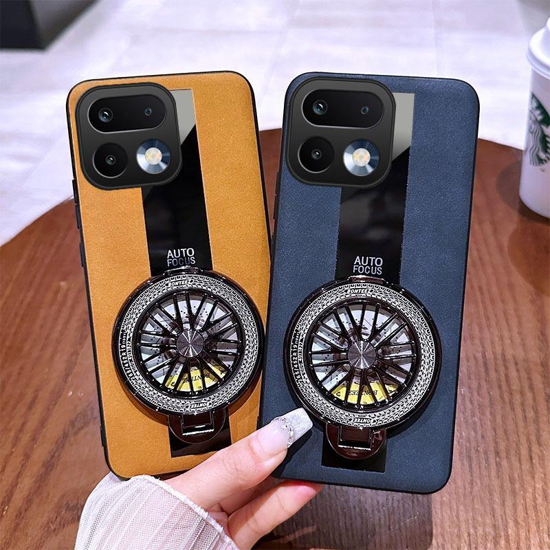 For Realme 16 Pro Case Business Gyro top Bracket Ring Holder Shockproof sheepskin Leather Soft Silicone Fashion for Realme 16 Pro Plus Back Cover