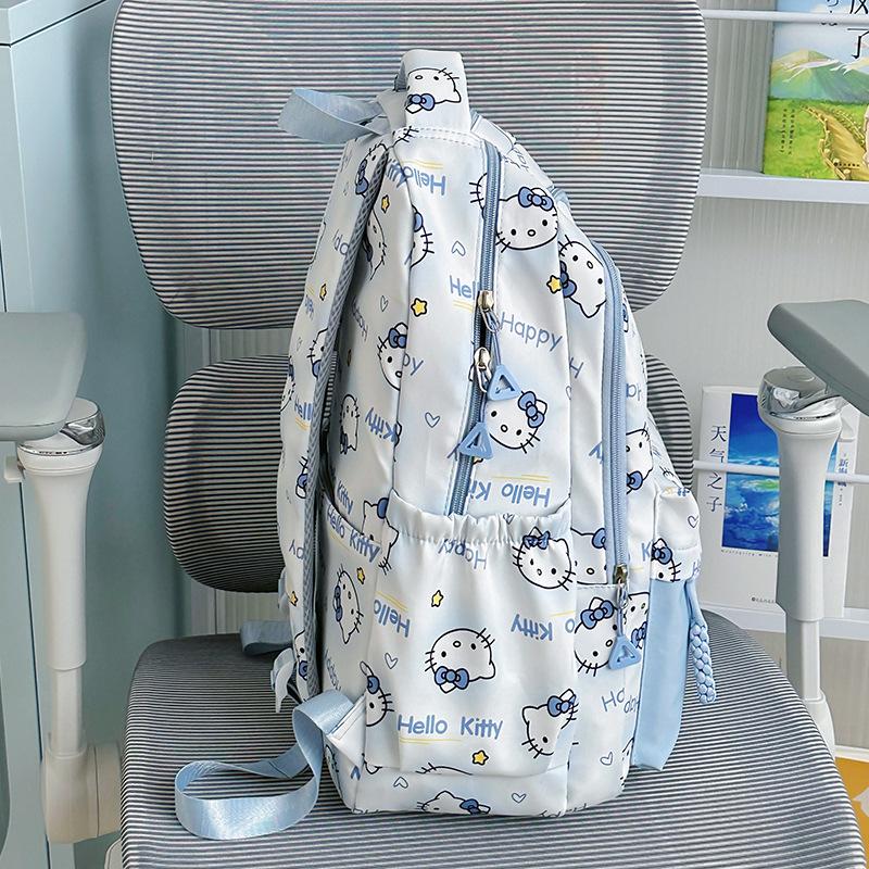 Schoolbag New Girls Cartoon HelloKitty Large Capacity Junior High School Elementary School Backpack Lightweight Burden Reduction Trend