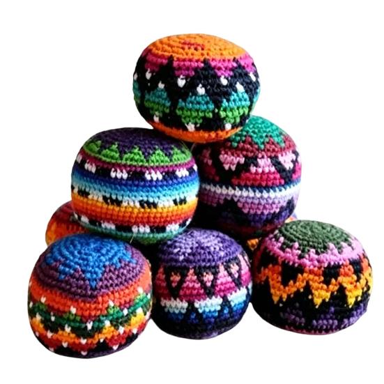 Hand Knitted Hacky Sacks Colorful Crochet Footbag Juggling Balls for Beginners Soft Stress