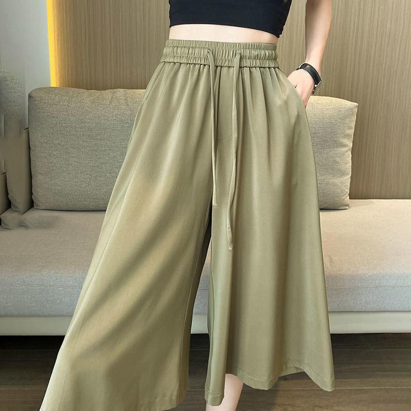 Kalhoty Letní Dámské Nadměrné Velikosti Volné Pyžamové Kalhoty Všestranné Ležérní S Vysokým Pasem Široké Lněné Kalhoty
