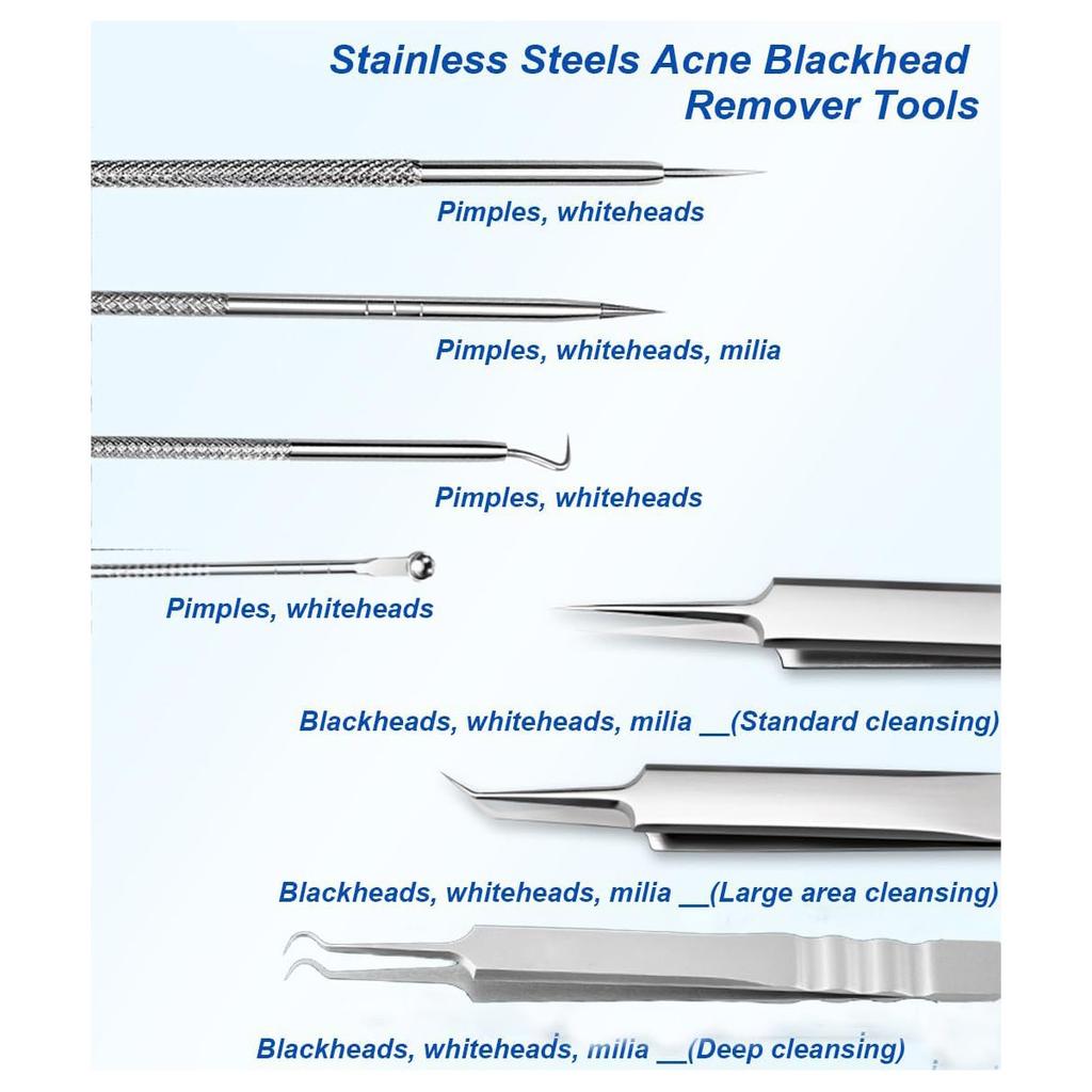 Sada nástrojů na odstranění černých teček z nerezové oceli, kvalitní extrakce černých teček / bílých teček / MI2 / odstraňovač pupínků na obličej