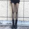 Diamond Pattern Lace Fishnet Stockings - Retro Hollow Design with Vertical Stripe Jacquard