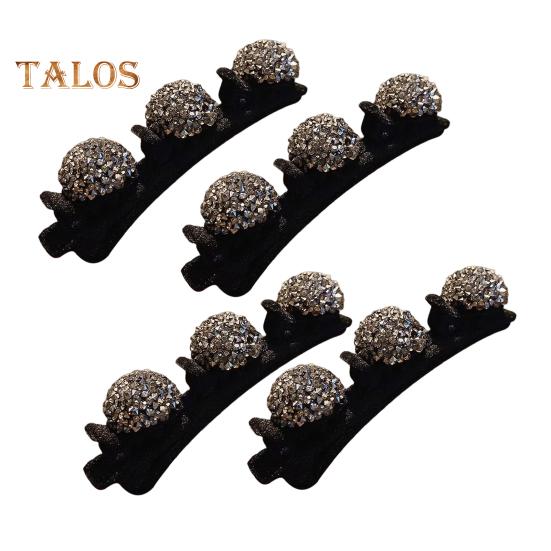 

4 шт. плетеные заколки для волос со стразами, сверкающие искусственные кристаллы, плетеные заколки для волос в форме сердца, двухслойные шпильки для челки B