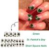 24 Pcs Glittering Press On Nail Saint Patricks Day Stick on Nail Shamrocks Full Cover False Nail Manicures Supplies