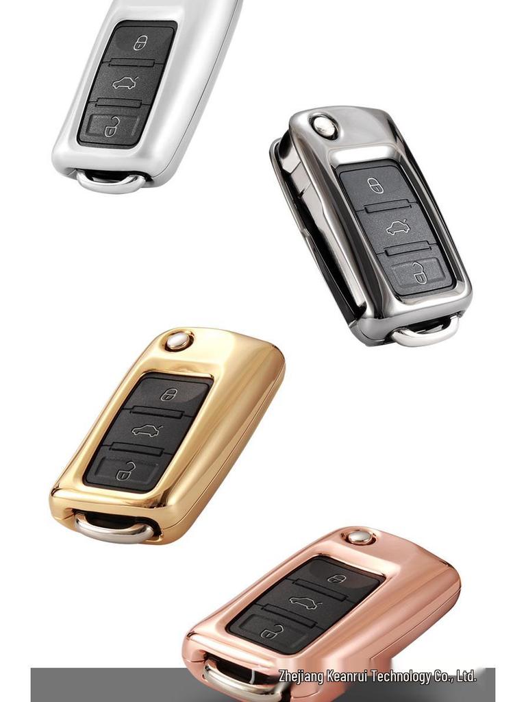 Volkswagen Metal Key Case Shell Set for Lavida, New Sagitar, Passat, Bora, Lamando, Jetta, Tiguan - Unisex