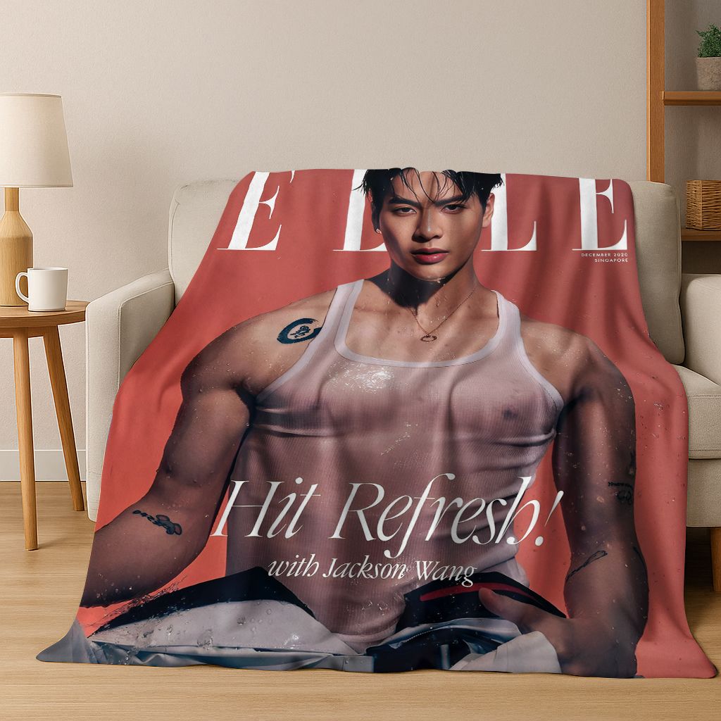 3D Jackson Wang Art Singer Star Flannel Blanket,Cozy Soft Throw Blanket for Home Bedroom Bed Sofa Picnic Office Cover Kids Gift