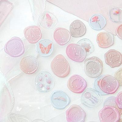 18 adet Sevimli Balmumu Damga Mühür Etiket Vintage Çiçek Kelebek Beyaz Pot Etiket 3D Stereo Kırtasiye Etiket DIY Dekor Karalama Defteri