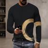 Men Plus Size Round Neck Long Sleeve Printed T Shirt Black Gold Blue Casual Pullover