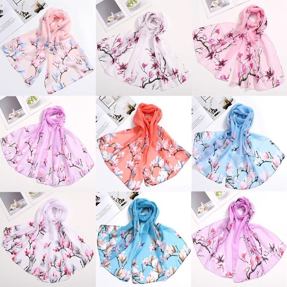 Soft Floral Printed Hijab Thin Beach Shawl Fashion Chiffon Scarf