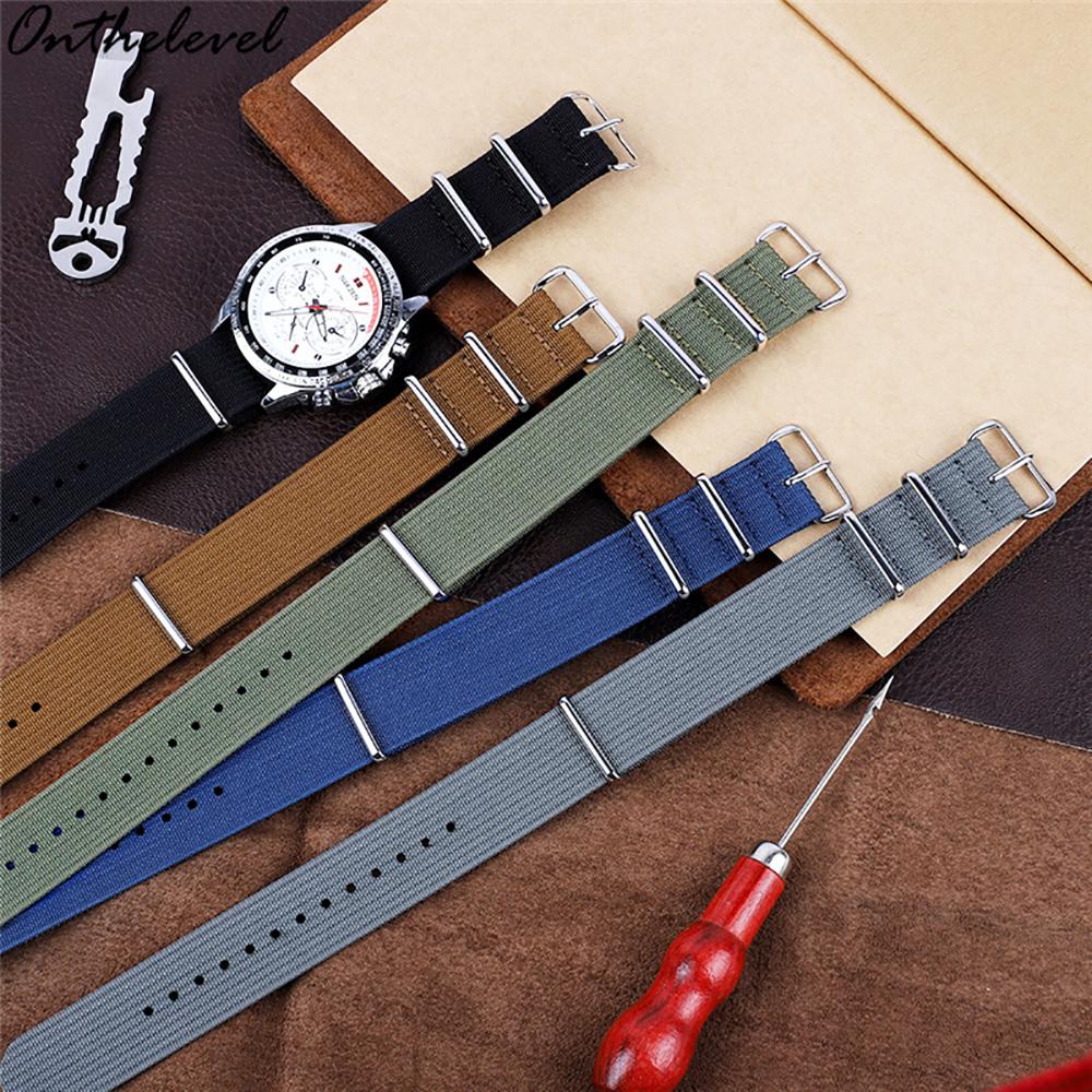 20mm 22mm Nylon Watch Strap Sport Wristbands Bracelet for Men Women Replacement Canvas Fabric Watch Band Accessories Brown Green