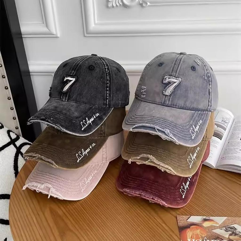 Solid Color Embroidery Baseball Cap For Women Men Vintage Washed Cotton Duck Tongue Hat Adjustable Outdoor Sunshade Peaked Caps