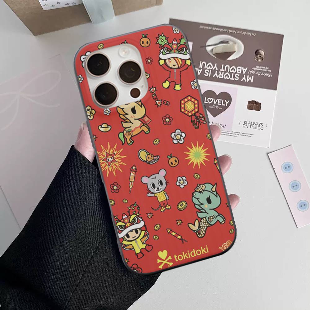 

Япония T-Tokidokis Чехол для телефона для iPhone 17 16 15 11 12 13 14 Pro Max Мягкий гофрированный силиконовый чехол iPhone 16