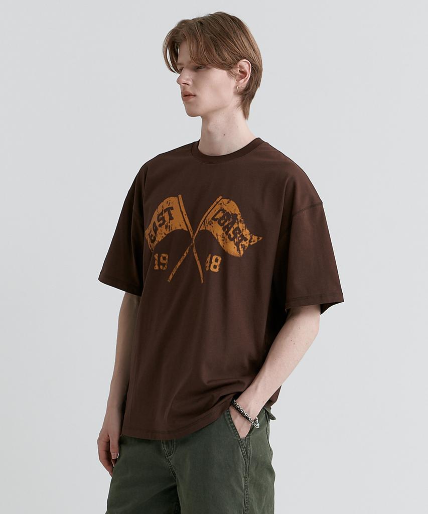 MAGOODGAN Swagver 3598 East Coast Oversized Brown Short Sleeve Tee