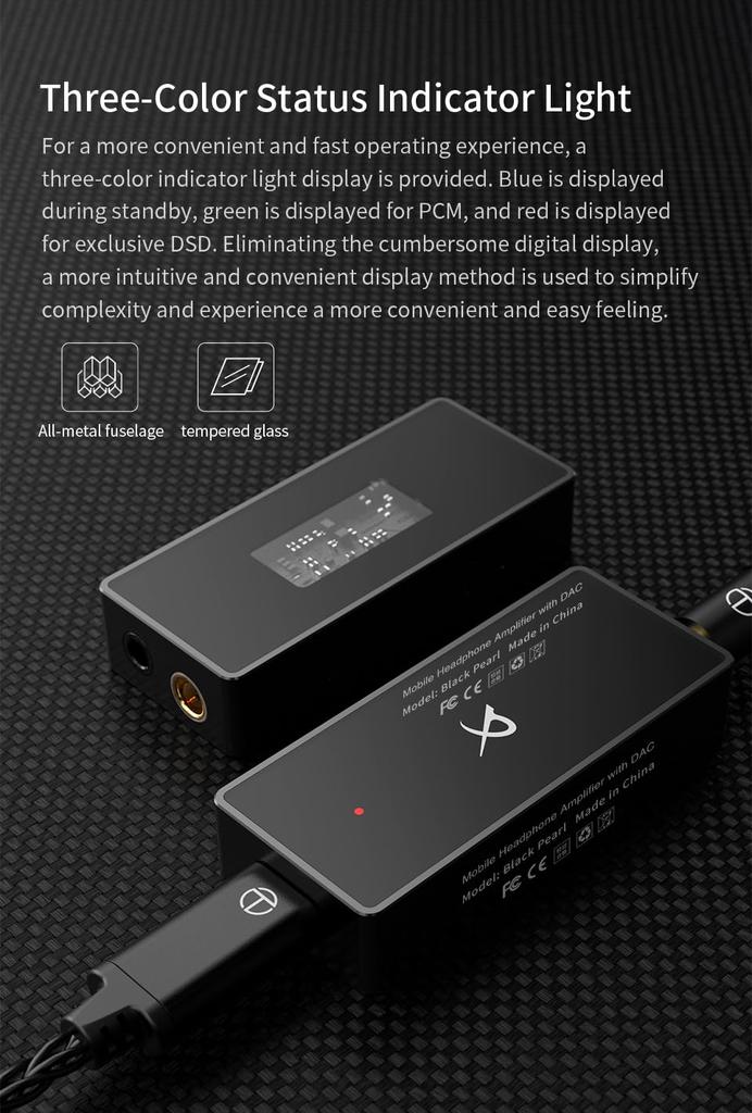 TRN BlackPearl Compact Smartphone AMP CS43131 Portable Headphone Jack Amplifier, DAC, [High-Resolution Support] 32-bit/384kHz DSD256, Chip, Amplifier,