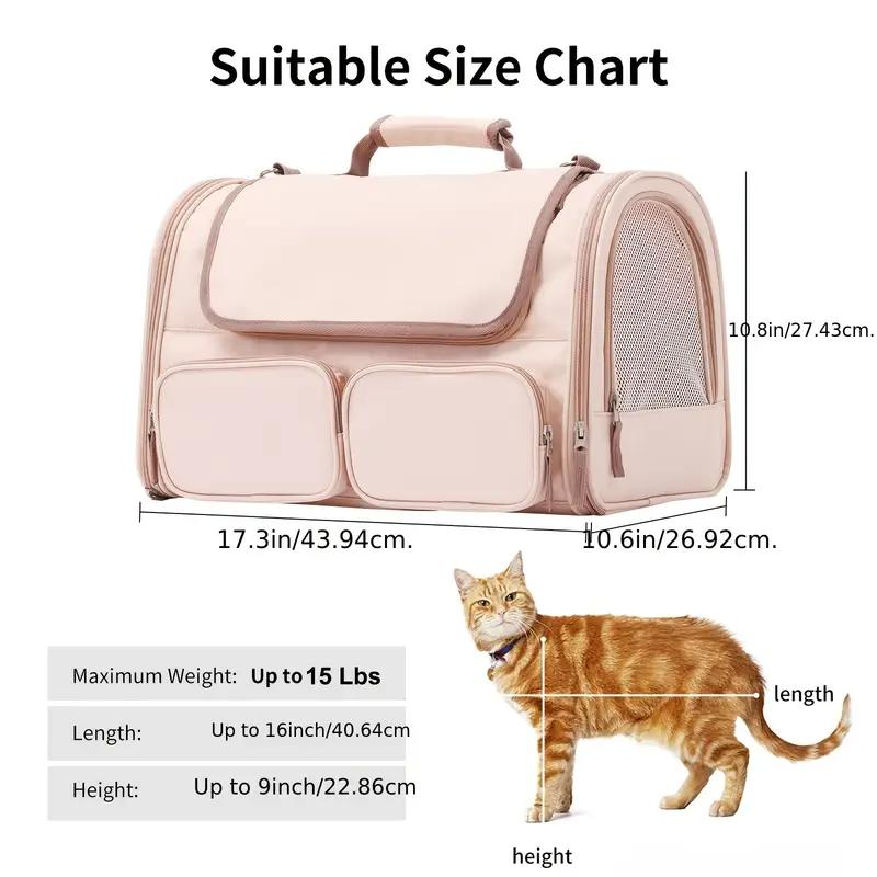 Fluggesellschaft Zugelassene Haustier-Tragetasche Weiche Seite Rucksack Katze Haustier-Tragen Hunde-Reisetaschen Transport für Kleine Hunde und Katzen Ausgehen