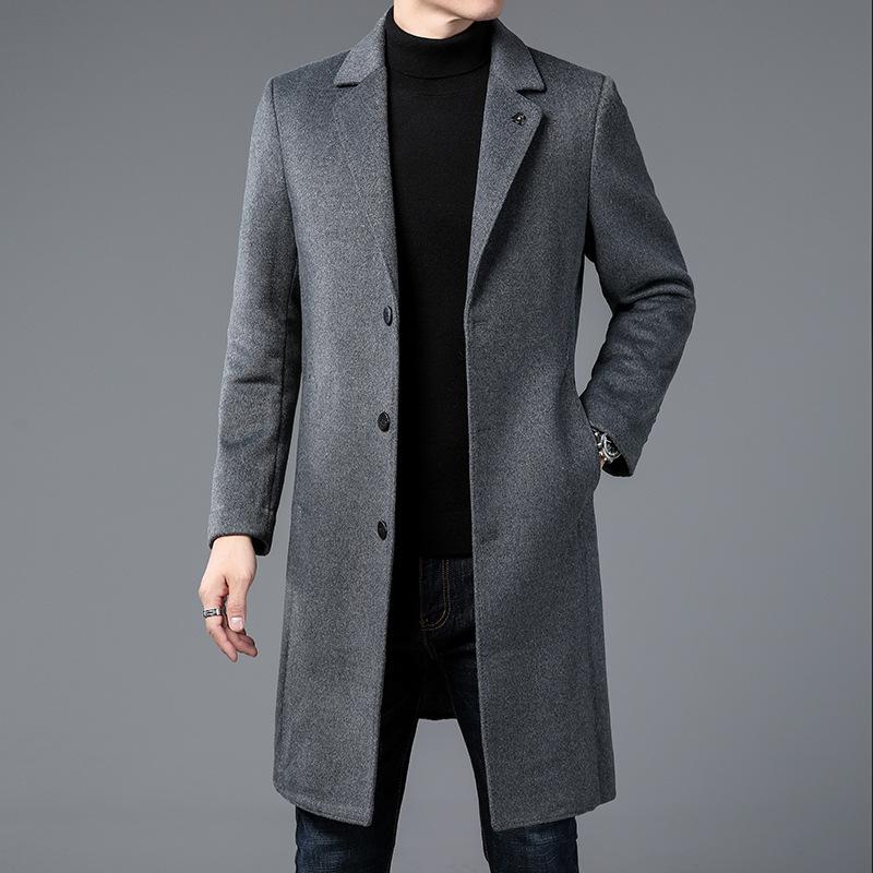 Middle-aged Wool Coat Men's Medium and Long Autumn and Winter Dad Trench Coat Business Casual Jacket