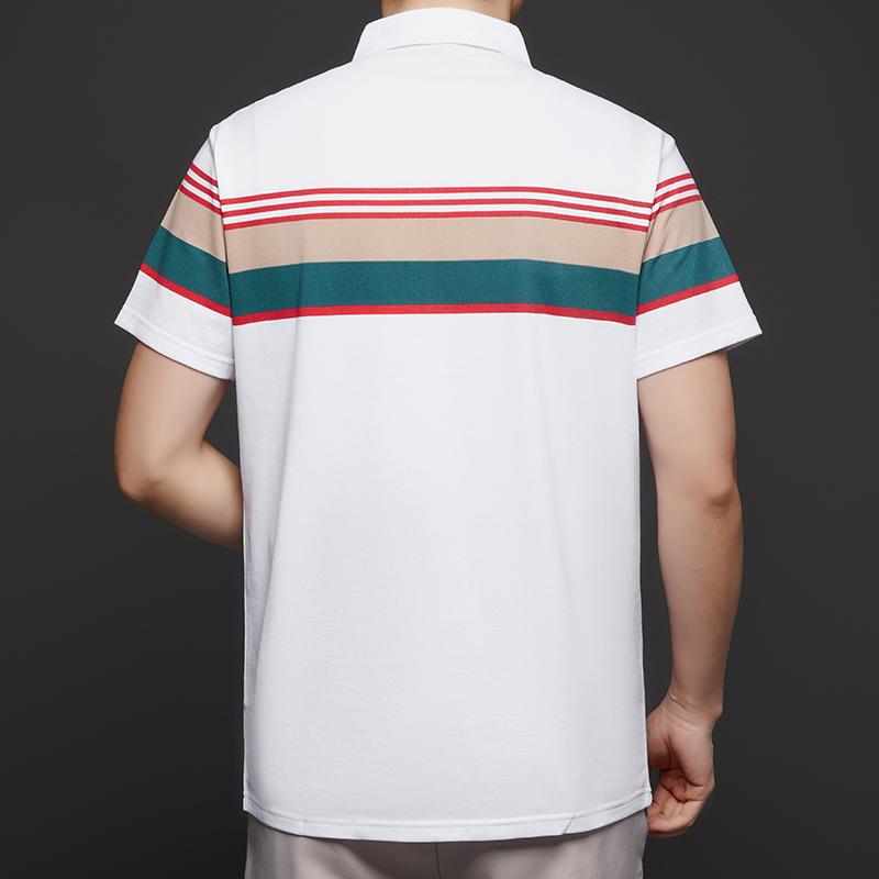 Maglietta Polo da Uomo con Collo a Revers T-shirt Estiva a Righe Color Contrastanti Delicata sulla Pelle Manica Corta Top da Uomo per Affari