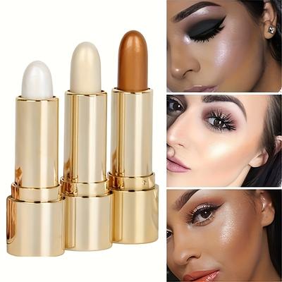 Waterproof 3D Highlighting & Contouring Stick for All Skin Tones Conceal, Brighten, and Define with Side Shadow and Eye Swivel Sticks