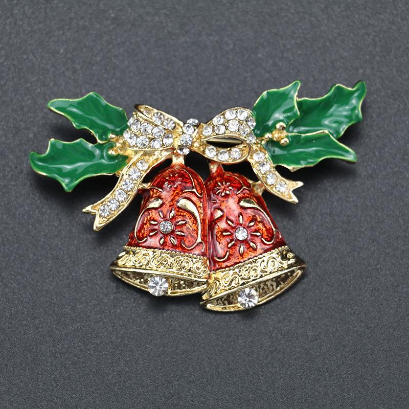 Christmas Brooch High-End Dripping Snowflake Bell Alloy Brooch Pin Accessories Christmas Brooch