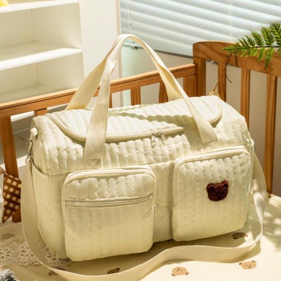 Bolsa de Fraldas Acolchoada Leve Grande Capacidade Padrão de Urso Bolsa para Mamãe com Alças de Ombro Acolchoadas Alça Superior Organizador Espaçoso