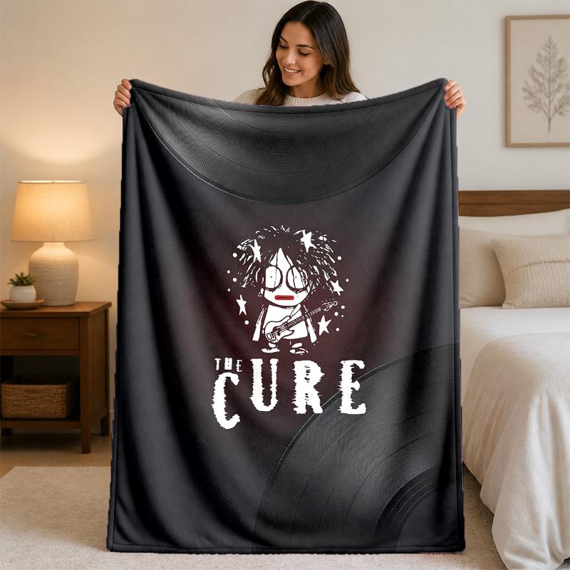 The Cure Print Flannel Blanket Cozy Lightweight Plush Throw Blanket For Bed Sofa Household Use