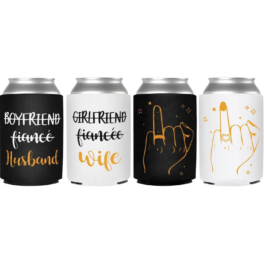 Wedding Can Cooler Sets, Personalized Wedding Gifts for Couples, Husband and Wife, Bottles and Cans Collapsible Sleeve, Neoprene Insulator Can