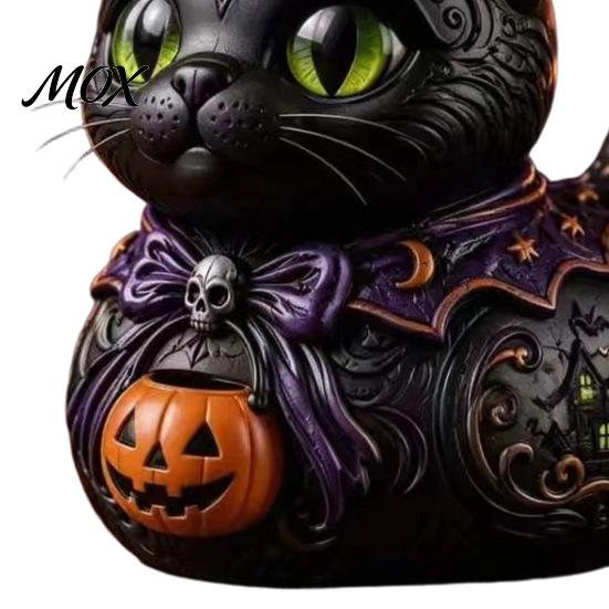 Occult Themed Midnight Table Decor Witches Cat Duck Figurine, Dark Fantasy Resin Witch Ornament Statue, Gothic Cat-Duck Ornament, Spooky Halloween